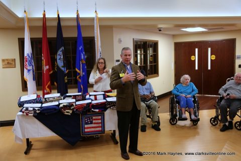 Tennessee State Representative Joe Pitts speaks at the Quilts of Valor presentation on Veterans Day.