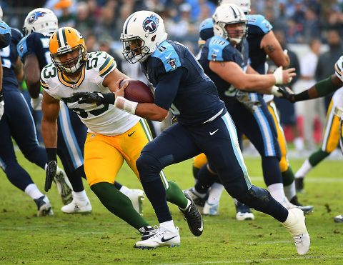 Tennessee Titans quarterback Marcus Mariota (8) runs for a short gain during the second half against the Green Bay Packers at Nissan Stadium. The Titans won 47-25. (Christopher Hanewinckel-USA TODAY Sports) Tennessee Titans quarterback Marcus Mariota (8) runs for a short gain during the second half against the Green Bay Packers at Nissan Stadium. The Titans won 47-25. (Christopher Hanewinckel-USA TODAY Sports)
