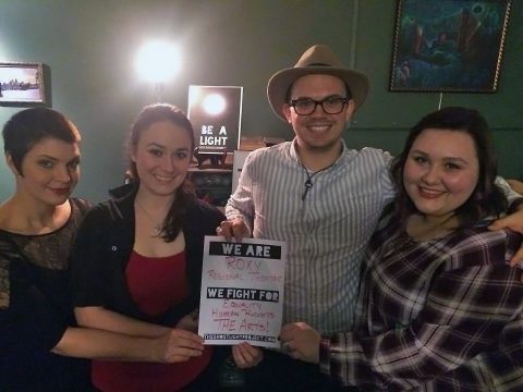 Roxy Regional Theatre performers and staff Leigh Martha Klinger, Emily Rourke, Ryan Bowie and Samantha Hodson pledge to 'be a light' in the community as part of The Ghostlight Project.