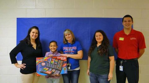 Third Place winner Angely Rojas, 2nd grade student at Hazelwood Elementary, received $25.00 and was awarded a certificate, art kit and a Subway party for her art class. 