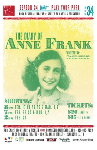 "The Diary of Anne Frank" at the Roxy Regional Theatre, February 17th - March 4th