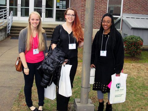 APSU Students Hannah McGinnity, Malena Landon and Shelia Johnson present at annual Tennessee Collegiate Honors Council Conference.