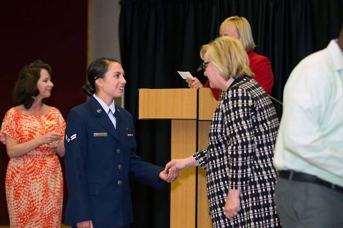 Austin Peay held Coin Presentation Ceremony for military graduates Wednesday, May 3rd, 2017. (Henry Kilpatrick, APSU)