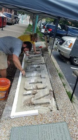 Arlington monument stones being restored.