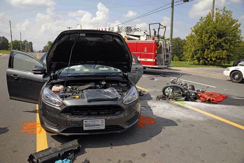 Clarksville Police worked a motorcycle and car accident that resulted in two deaths on Saturday, September 16th. (Jim Knoll, CPD) Clarksville Police worked a motorcycle and car accident that resulted in two deaths on Saturday, September 16th. (Jim Knoll, CPD)