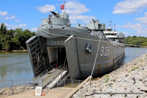 USS LST-325 docked at the McGregor Park boat ramp.