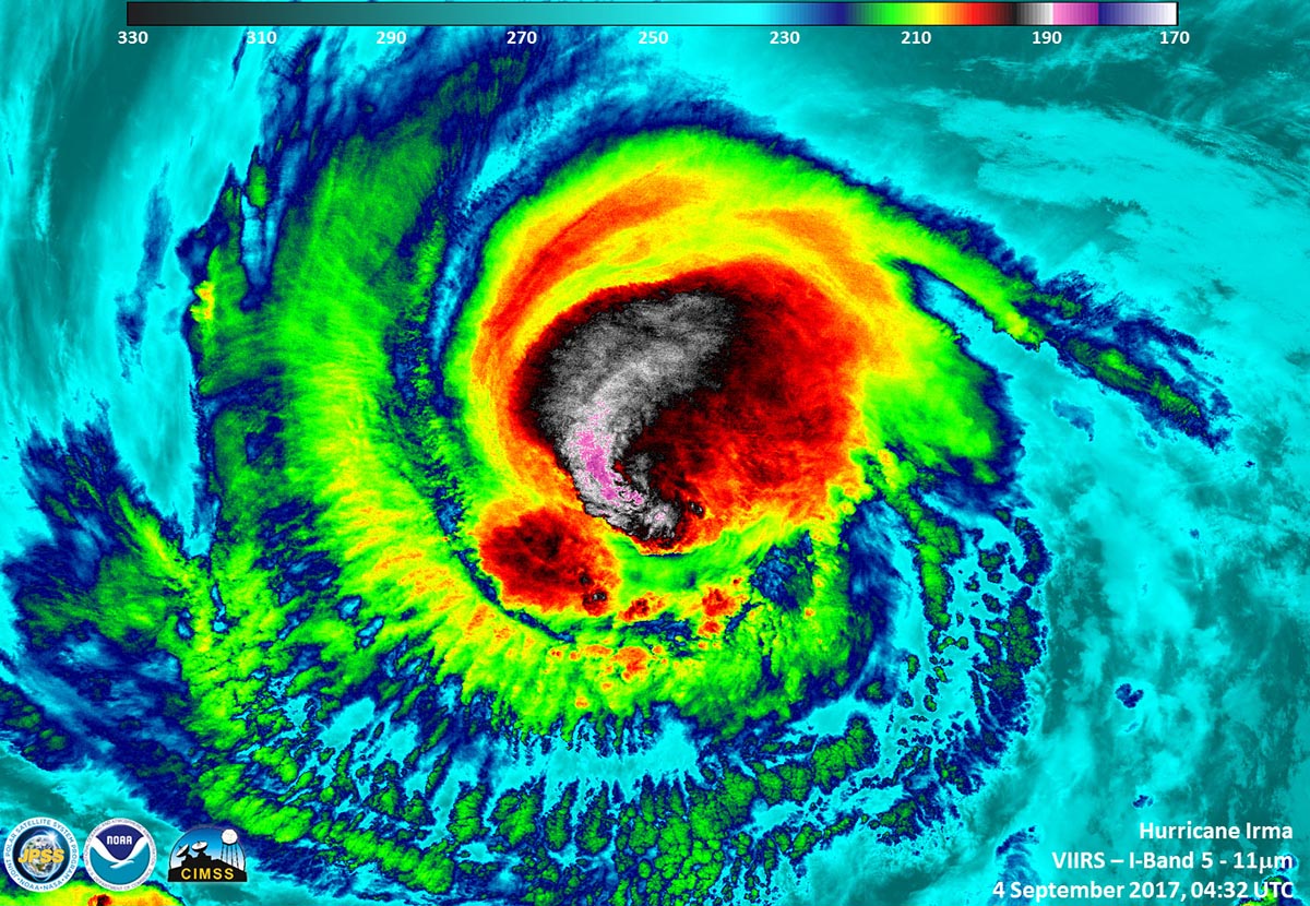 NASA and NOAA Satellites observe Hurricane Irma strengthen to Category