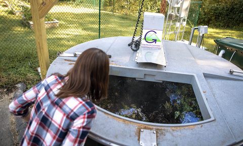 The large-scale composter known as an Earth Tub being used on Austin Peay State University.