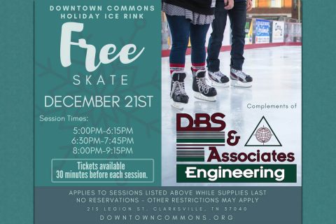 Free Skate Sponsored by DBS & Associates Engineering on December 21st.