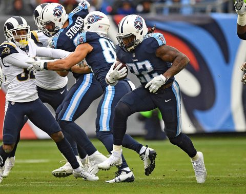 Tennessee Titans running back Derrick Henry (22) runs for a short gain during the first half against the Los Angeles Rams at Nissan Stadium. (Christopher Hanewinckel-USA TODAY Sports) Tennessee Titans running back Derrick Henry (22) runs for a short gain during the first half against the Los Angeles Rams at Nissan Stadium. (Christopher Hanewinckel-USA TODAY Sports)