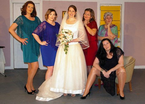 The cast of “Always a Bridesmaid”: (L to R) Amy Snider, Misty Rogers, Beth Kirby, Debbie Striclyn, Jan Dial and Shellene Kent. The cast of “Always a Bridesmaid”: (L to R) Amy Snider, Misty Rogers, Beth Kirby, Debbie Striclyn, Jan Dial and Shellene Kent.