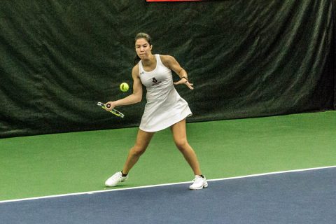 Austin Peay Women Tennis junior Lidia Yanes Garcia defeated Cassie McKenzie in straight sets to remain unbeaten at No. 1 singles. (APSU Sports Information) Austin Peay Women Tennis junior Lidia Yanes Garcia defeated Cassie McKenzie in straight sets to remain unbeaten at No. 1 singles. (APSU Sports Information)