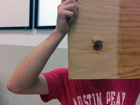 APSU Department of Physics ping pongc annon was able to shoot a ball through a piece of ¼-inch-thick plywood.