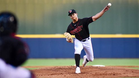 Nashville Sounds Lefty Jesus Luzardo Scatters Eight Hits and Strikes Out Six in Triple-A Debut. (Nashville Sounds) Nashville Sounds Lefty Jesus Luzardo Scatters Eight Hits and Strikes Out Six in Triple-A Debut. (Nashville Sounds)
