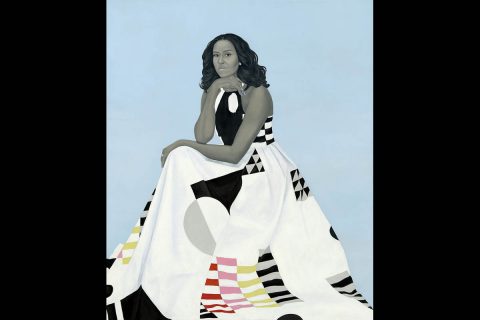 In February 2018, Sherald unveiled her official portrait of former First Lady Michelle Obama, commissioned for the Smithsonian National Portrait Gallery, Washington, D.C. (Smithsonian National Portrait Gallery)