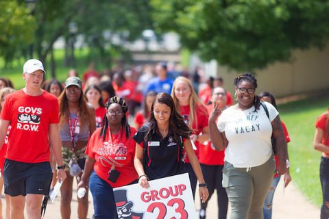 Austin Peay State University (APSU) students gather in the Dunn Center for Freshman Convocation on August 24th, 2018. (Denzil Wyatt, APSU)