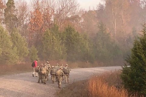 Austin Peay State University ROTC cadets march during the Bold Warrior Challenge earlier this month at Fort Knox, KY.