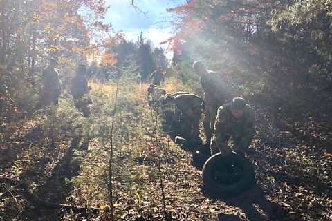 Austin Peay State University ROTC cadets tackle one of the challenges during the competition.