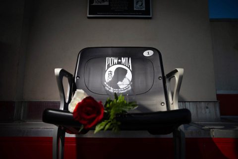 On Saturday, November 17th, 2018 during the Austin Peay State University Military Appreciation Football Game, the University officially dedicated a POW-MIA chair in Fortera Stadium.