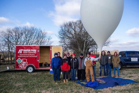 The team launched the balloon at 9:52am January 24th from the Austin Peay State University Farm and Environmental. The team launched the balloon at 9:52am January 24th from the Austin Peay State University Farm and Environmental.
