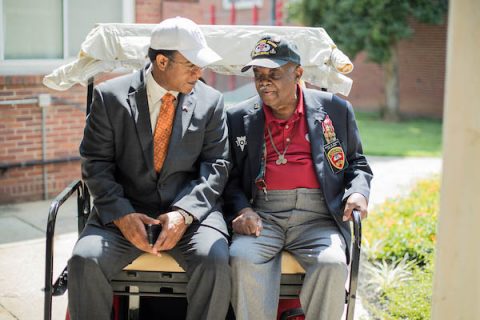 Austin Peay State University alumnus and Command Sgt. Maj. Retired Sidney Brown is honored with an endowed military and ROTC scholarship on Wednesday, August 31st, 2016. (Beth Lowary, APSU)