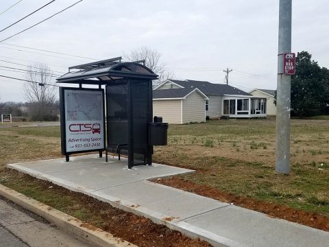 The Clarksville Transit System placed four new bus shelters around the Tiny Town Road area this month. The shelters include a bench, solar powered LED lights, a trash receptacle and space for wheelchair access.