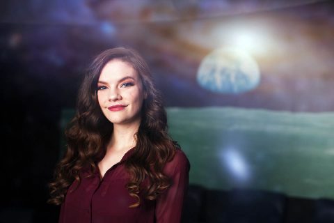 National Science Foundation fellow Deborah Gulledge inside Austin Peay State Univeristy's planetarium.