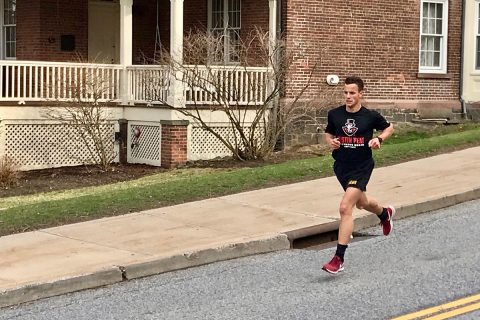 Austin Peay State University cadet Thomas Porter runs during the relay at West Point, New York. (APSU)