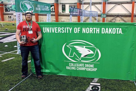 Austin Peay State University's Michael Hunter readies to compete at the Collegiate Drone Racing Association. (APSU)