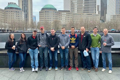 The Austin Peay ROTC Ranger Challenge team cadets competing at the Sandhurst competition visited the 9/11 Memorial in New York City on Thursday. 