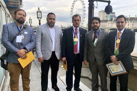Austin Peay's Dr. Somaditya Banerjee received his award on the banks of the River Thames. (APSU)
