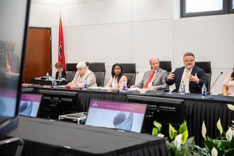 Dr. Thompson told the Board of Trustees that mentees needed to visit campus. (APSU)