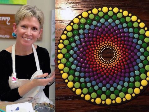 On July 13th, Susie Yonkers will teach painting old cd’s in the mandala style.
