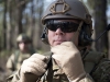 U.S. Air Force Maj. Ryan Schenk, 621st Mobility Support Operations Squadron air mobility liaison officer assigned to the 101st Airborne Division at Fort Campbell, Ky., adjusts his helmet while waiting for the airfield to be cleared during a mobility exercise called WAREX at Joint Base McGuire-Dix-Lakehurst, N.J., March 13, 2017. (U.S. Air Force Tech. Sgt. Gustavo Gonzalez)