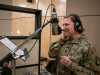 The Big 5 band helps pay tribute to Gold Star Families by recording a song written to honor them. Sgt. Katherine Bolcar, vocalist, 101st Airborne Division Air Assault Band sings ‘Light of the Gold Star’ at Columbia Studio A in Nashville on October 26. (US Army photo by Sgt. Patrick Kirby, 40th PAD)