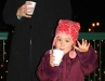 A mother and son with their hot chocolate.