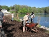 Spreading the mulch