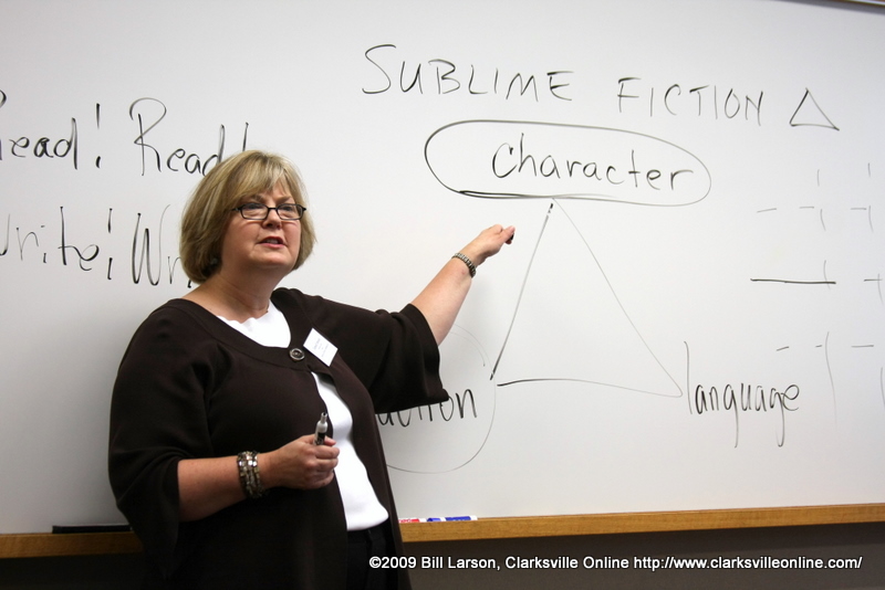 Author Darnel Arnoult explains the 'Sublime Fiction Triangle.' img_0795