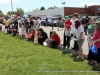 Kids lining up for the Easter Egg Hunt.