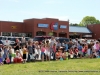 Kids lining up for the Easter Egg Hunt.