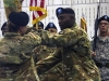 Lt. Col. Abel E. Young, the outgoing commander for the 29th Combat Sustainment Support Battalion, 101st Airborne Division Sustainment Brigade, 101st Airborne Division (Air Assault), passes the battalion colors to Col. Kimberly J. Daub, commander for the 101st Abn. Div. Sust. Bde., during the Change of Command Ceremony at Sabo Gym, Fort Campbell, Ky., May 26, 2016. (Sgt. Neysa Canfield, 101st Sustainment Brigade, 101st Airborne Division (AA) Public Affairs)