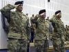 Lt. Col. Alex Gallegos, outgoing commander for the 101st Special Troops Battalion, 101st Airborne Division Sustainment Brigade, 101st Airborne Division (Air Assault), Col. Kimberly J. Daub, commander for the 101st Abn. Div. Sust. Bde., and Lt. Col. Wally Vives-Ocasio, incoming commander for the 101st Special Troops Bn., salute as the colors are presented during the Change of Command Ceremony at Sabo Gym, Fort Campbell, Ky., May 26, 2016. (Sgt. Neysa Canfield, 101st Sustainment Brigade, 101st Airborne Division (AA) Public Affairs)