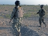 Members of the 2nd Afghan National Civil Order Police SWAT team and the Task Force Thunder Kandahar Pathfinder Detachment conduct a patrol September 4th. (Photo by Sgt. 1st Class Stephanie Carl, 159th Combat Aviation Brigade Public Affairs)