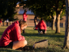 Austin Peay State University’s softball team locates a fallen soldiers tree and stone on Gabriel Field at Fort Campbell, Ky., Friday, Oct. 18 2019. “The most important part of today was coming out to this field and being able to realize that there are more important things than softball,” said APSU head coach Kassie Stanfill. (Sgt. Christopher Roberts)