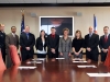 (L-R) Chief Al Ansley, Marvin Johnson, Jeremy Fowler, Kellie Belgarde, Jason Kurtich, Mayor Kim McMillan, Lacey Newton, Jonathan Spoon, and Jessie Zumbro. (Photo by CPD-Jim Knoll)