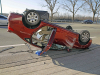 2008 Hyundai hits a light pole on Riverside Drive causing it to flip over and land on it's roof. (Jim Knoll, CPD)