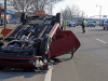 2008 Hyundai hits a light pole on Riverside Drive causing it to flip over and land on it's roof. (Jim Knoll, CPD)