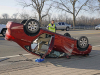 2008 Hyundai hits a light pole on Riverside Drive causing it to flip over and land on it's roof. (Jim Knoll, CPD)