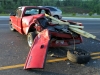 A Ford Ranger pickup rear-ends a Chevy S-10 pickup on Wilma Rudolph Boulevard that had slowed down for a GMC pickup that had run off the road. The driver of the Ford Ranger was looking at the vehicle off the road and failed to notice the Chevy truck slowing down. (Photo by CPD Jim Knoll)