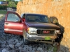 A Ford Ranger pickup rear-ends a Chevy S-10 pickup on Wilma Rudolph Boulevard that had slowed down for a GMC pickup that had run off the road. The driver of the Ford Ranger was looking at the vehicle off the road and failed to notice the Chevy truck slowing down. (Photo by CPD Jim Knoll)